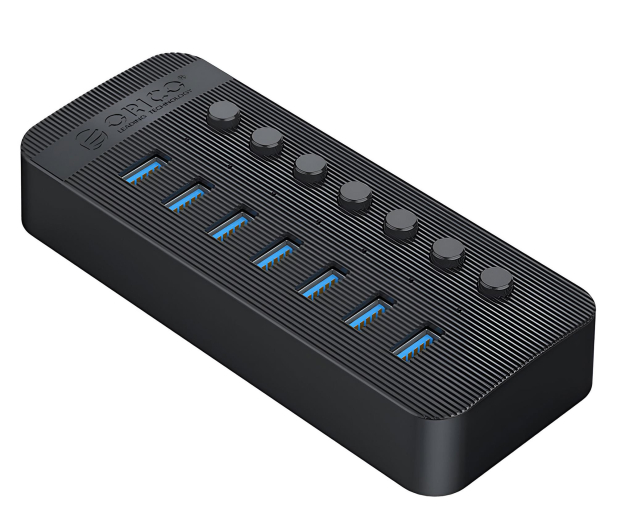Orico 7x USB-A 3.0 z włącznikami - czarny - 1343441 - zdjęcie